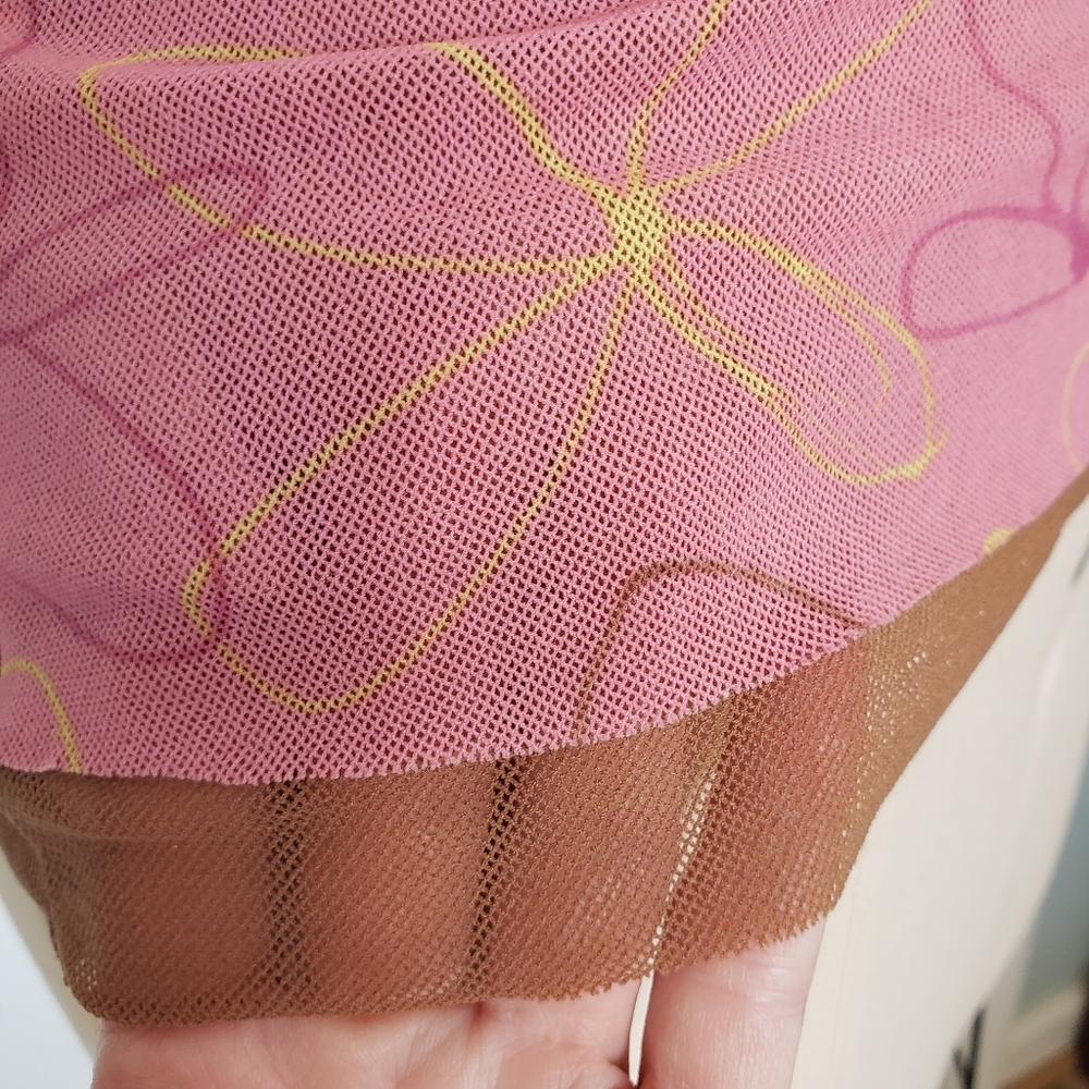 Pink Tie Mesh Tank Top, S - Picture 12 of 13